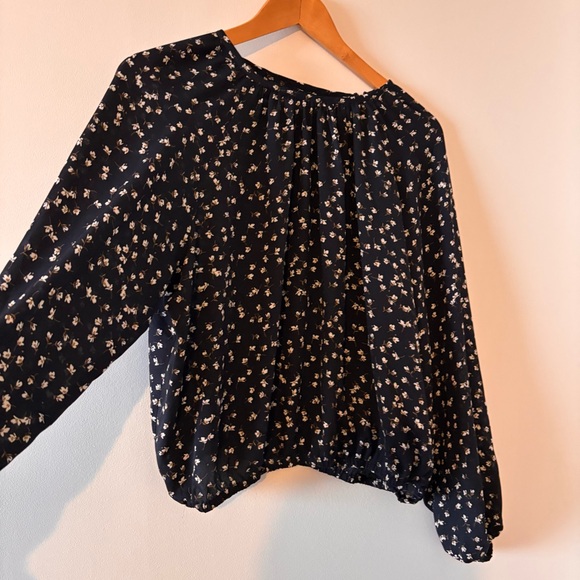OAK + FORT Black Floral Blouse Size S EUC - Picture 2 of 7